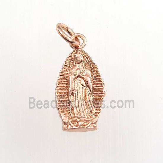 copper Jesus pendant, religious, rose gold