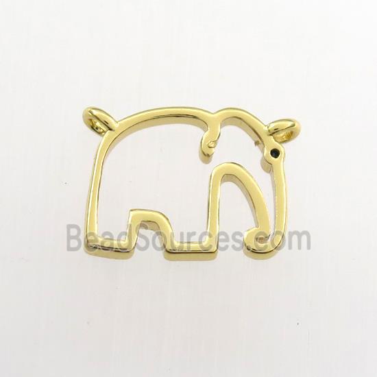 copper elephant pendant with 2loops, gold plated