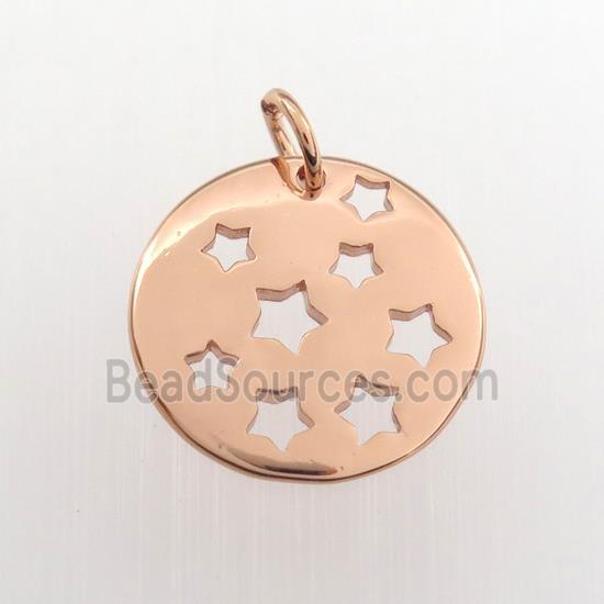 copper circle pendant, rose gold