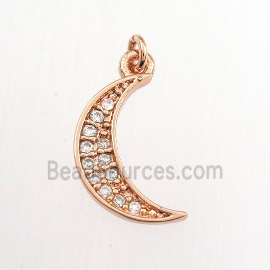 copper moon pendant paved zircon, rose gold