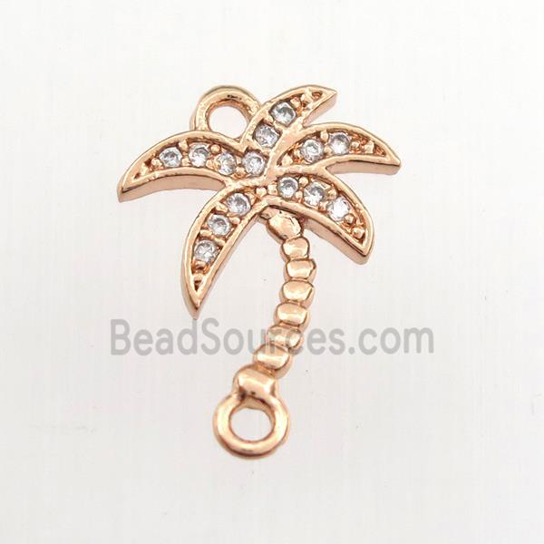 copper coconut tree connector paved zircon, rose gold