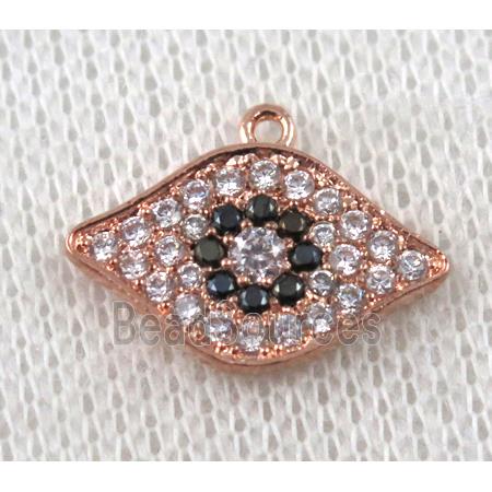 copper eye pendant paved zircon, rose gold