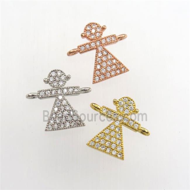 copper kids connector paved zircon, mix color