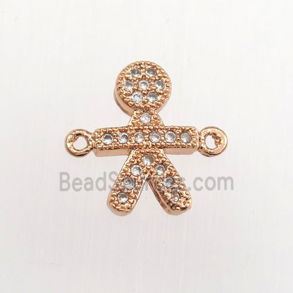 copper kids connector paved zircon, rose gold