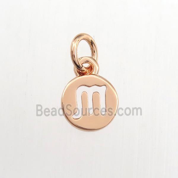 copper circle pendant, zodiac scorpio, rose gold