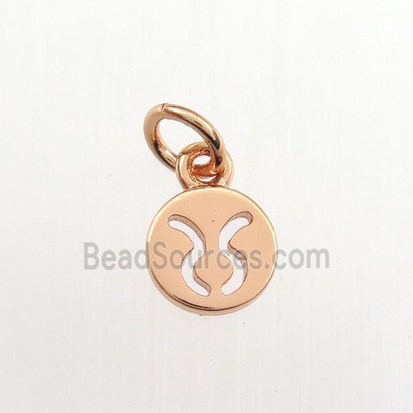 copper circle pendant, zodiac taurus, rose gold