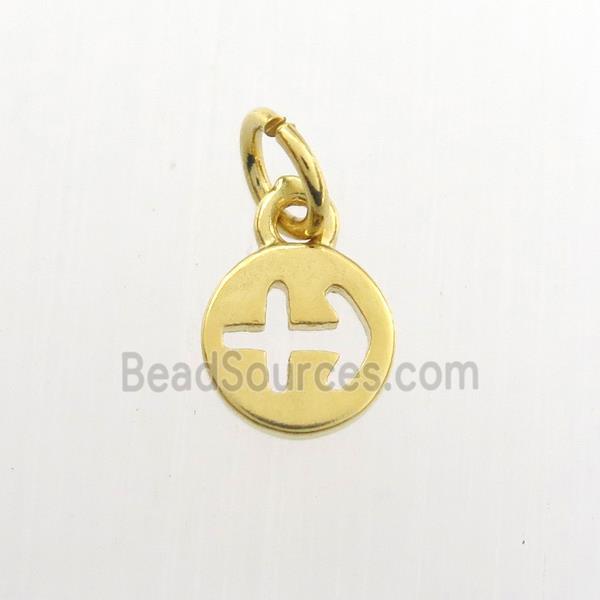 copper circle pendant, zodiac sagittarius, gold plated