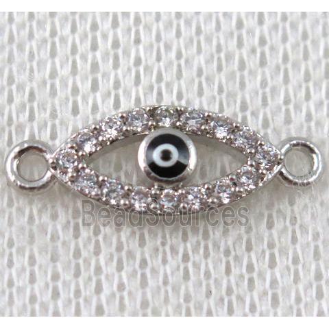 copper eye connector paved zircon, platinum plated