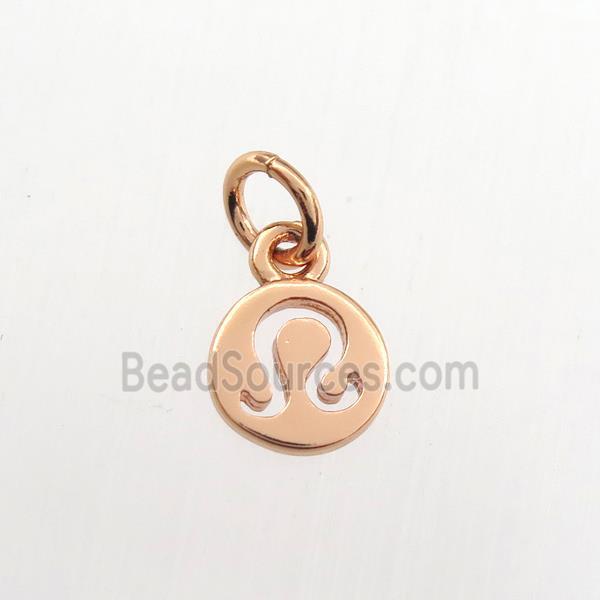 copper circle pendant, zodiac leo, rose gold