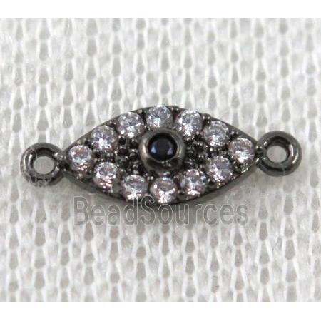 copper eye connector paved zircon, black plated