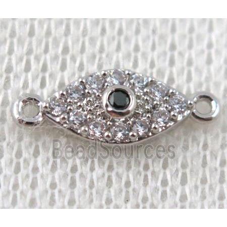 copper eye connector paved zircon, platinum plated