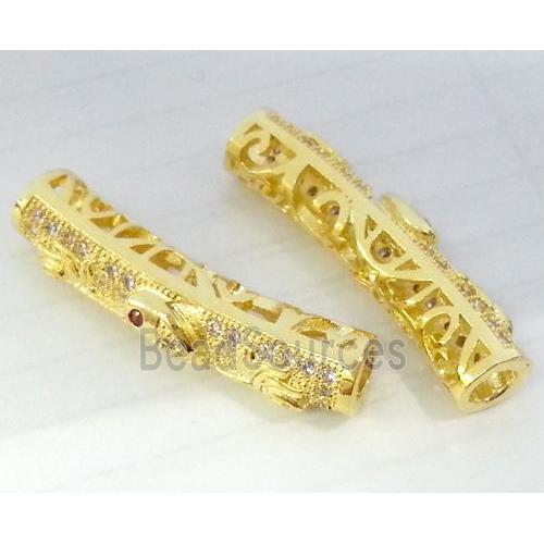 Zircon, bracelet bar, copper tube, gold plated