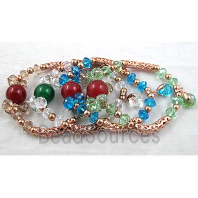 Chinese Crystal Glass Bracelet, stretchy, mixed