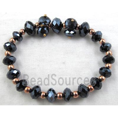 Chinese Crystal Glass Bracelet, stretchy, jet