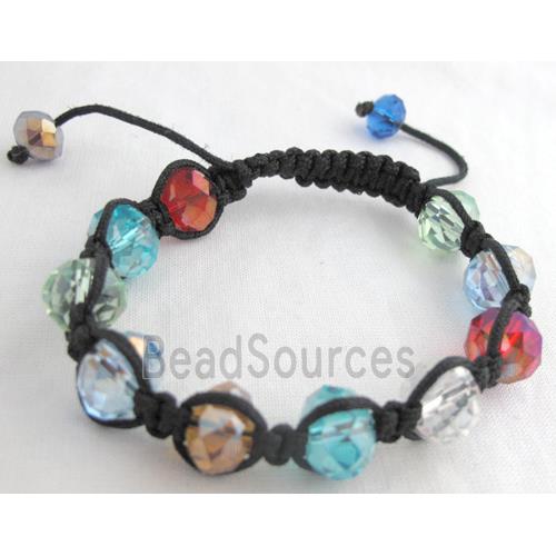 Chinese Crystal Glass Bracelet, resizable, colorful