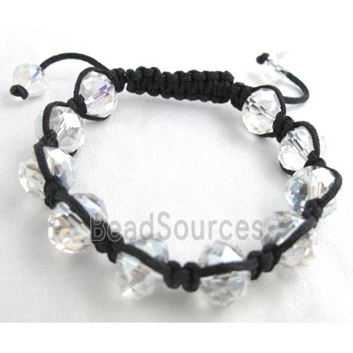 Chinese Crystal Glass Bracelet, resizable, clear