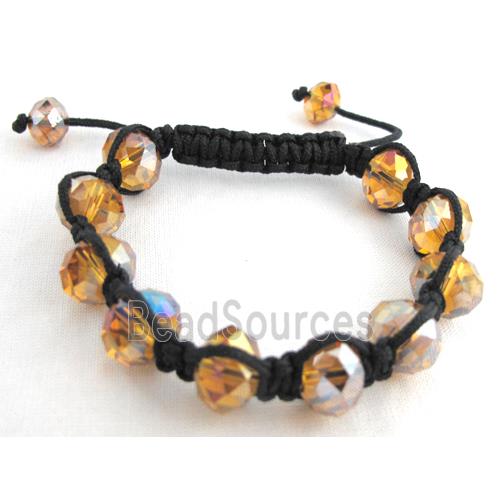 Chinese Crystal Glass Bracelet, resizable, golden