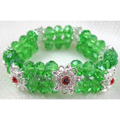 stretchy Bracelet with Chinese crystal beads, green