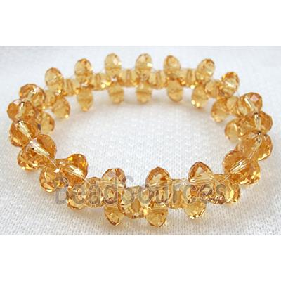 Chinese Crystal Glass Bracelet, stretchy, gold-champagne