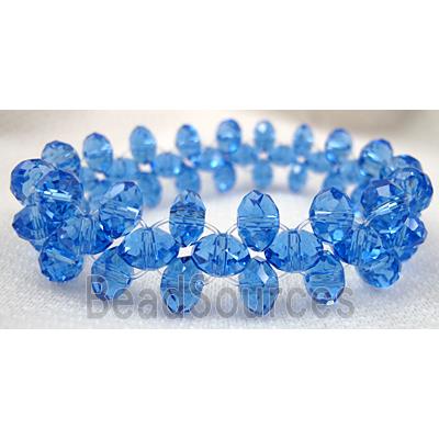 Chinese Crystal Glass Bracelet, stretchy, blue