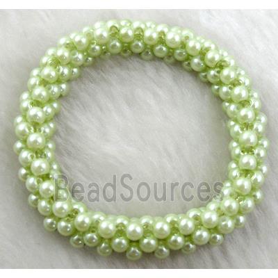 pearlized glass bracelet, stretchy, green