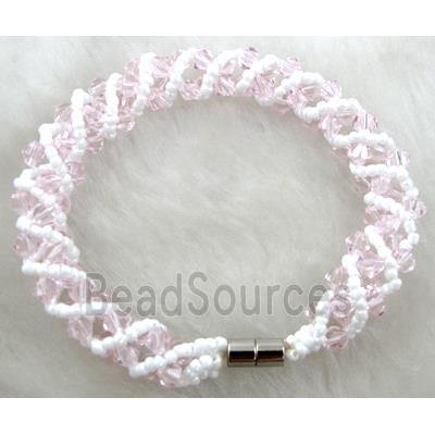 Chinese Crystal Glass Bracelet, pink