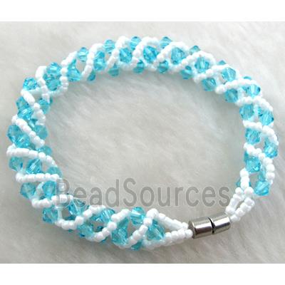 Chinese Crystal Glass Bracelet, aqua