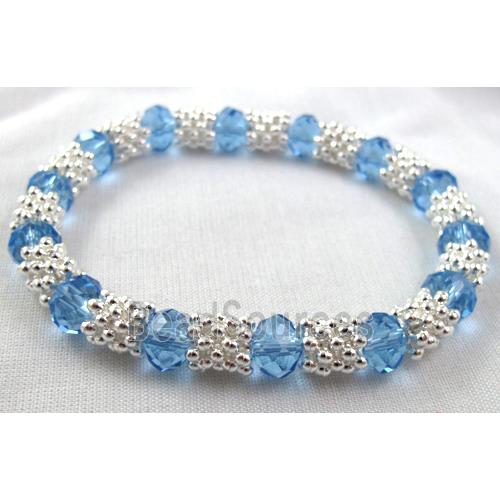 Stretchy Chinese Crystal glass Bracelet, blue