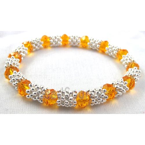 Stretchy Chinese Crystal glass Bracelet, yellow