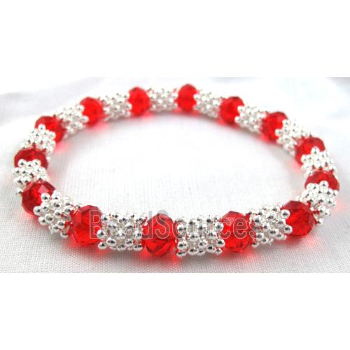 Stretchy Chinese Crystal glass Bracelet, red