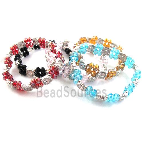 Stretchy Chinese Crystal glass Bracelet, mixed color