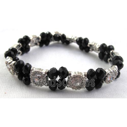 Stretchy Chinese Crystal glass Bracelet, black