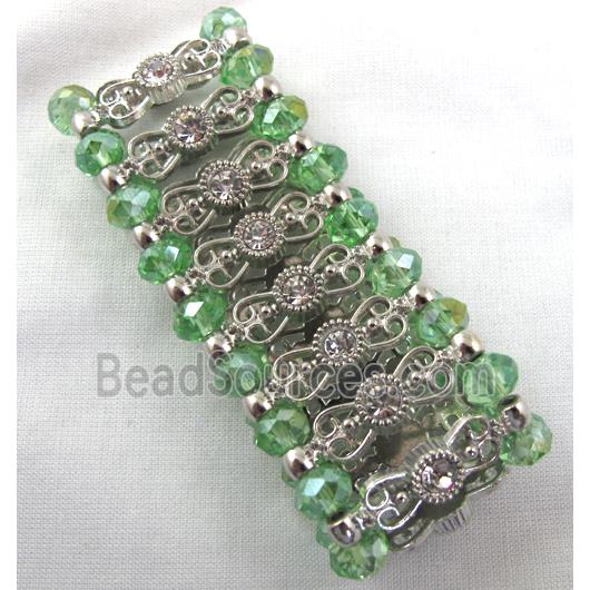 Stretchy Chinese Crystal glass Bracelet, green