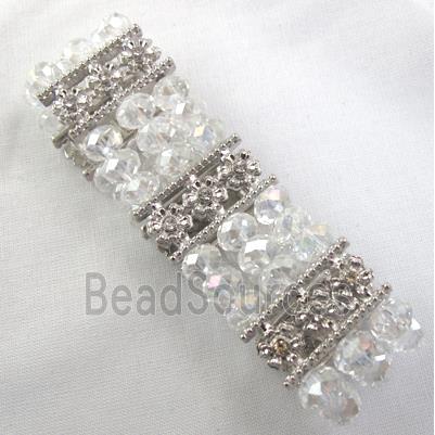 Stretchy Chinese Crystal glass Bracelet, clear