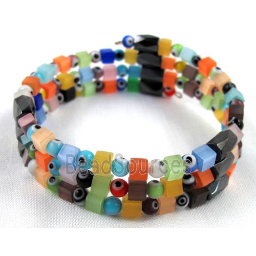 cat eye stone bracelet, resizable, colorful