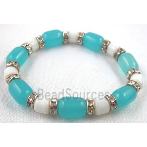 cat eye stone bracelet, stretchy, aqua