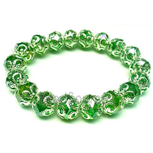 Chinese Crystal Glass Bracelet, stretchy, green