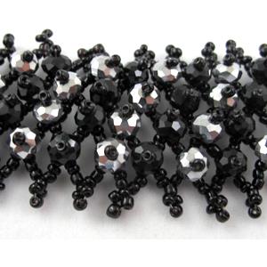 Chinese Crystal glass Bracelet, seed glass bead, black