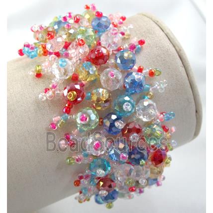 Chinese Crystal glass Bracelet, seed glass bead, mixed color