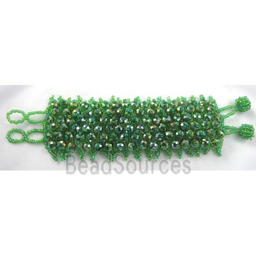 Chinese Crystal glass Bracelet, seed glass bead, green