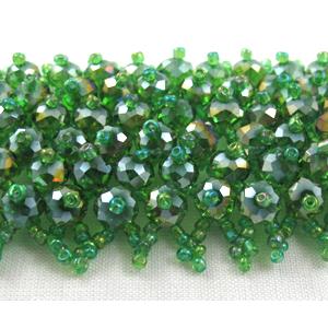 Chinese Crystal glass Bracelet, seed glass bead, green