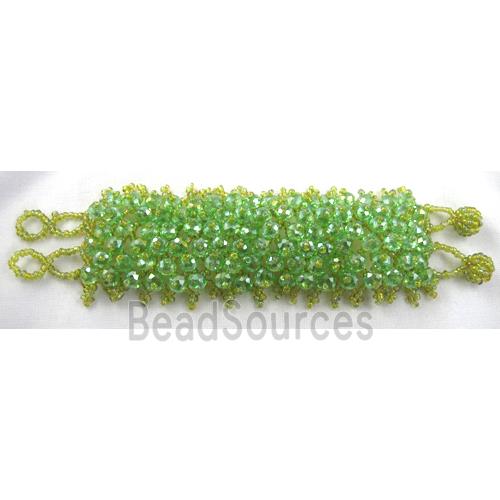 Chinese Crystal glass Bracelet, seed glass bead, green