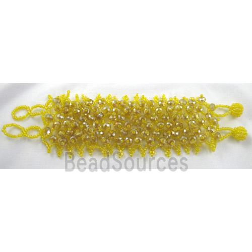 Chinese Crystal glass Bracelet, seed glass bead, yellow