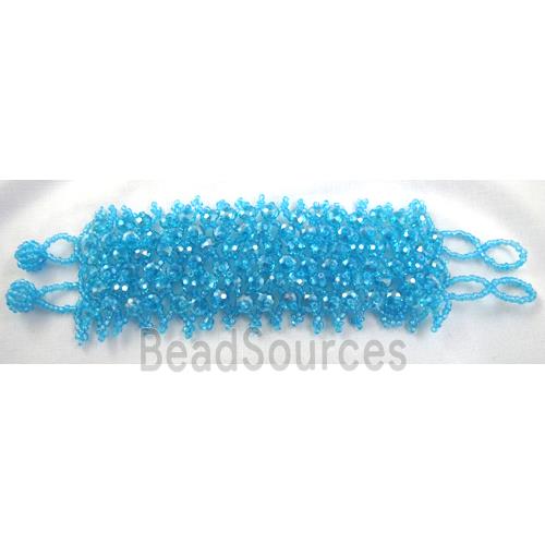 Chinese Crystal glass Bracelet, seed glass bead, aqua