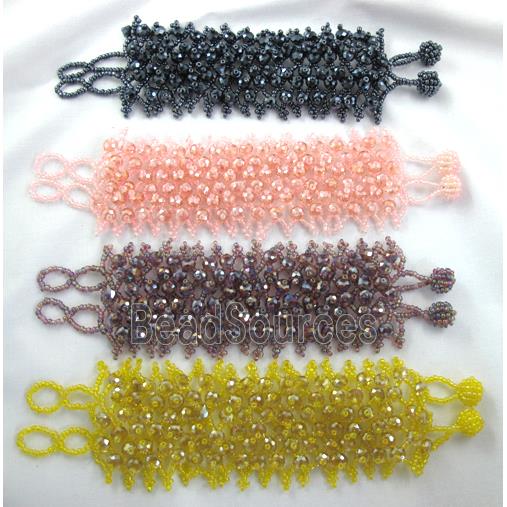 Chinese Crystal glass Bracelet, seed glass bead, mixed color