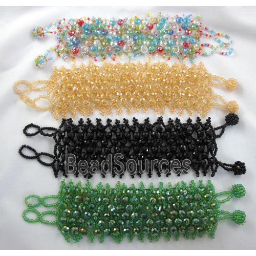 Chinese Crystal glass Bracelet, seed glass bead, mixed color