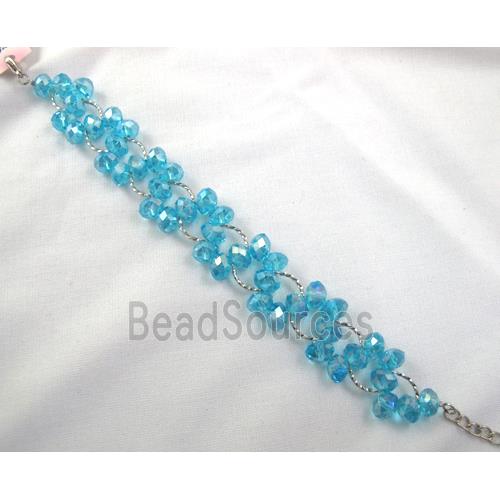 Chinese Crystal glass Bracelet, aqua