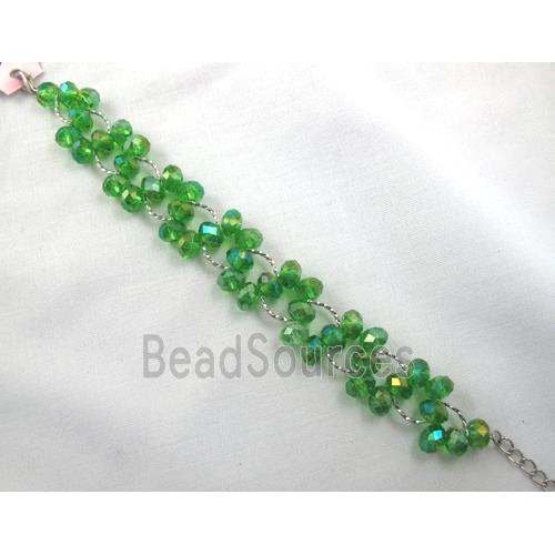 Chinese Crystal glass Bracelet, green AB-color