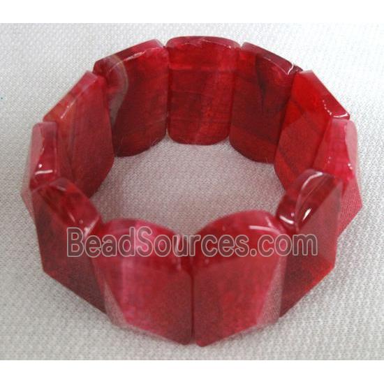 agate bracelet, stretchy, faceted point, red