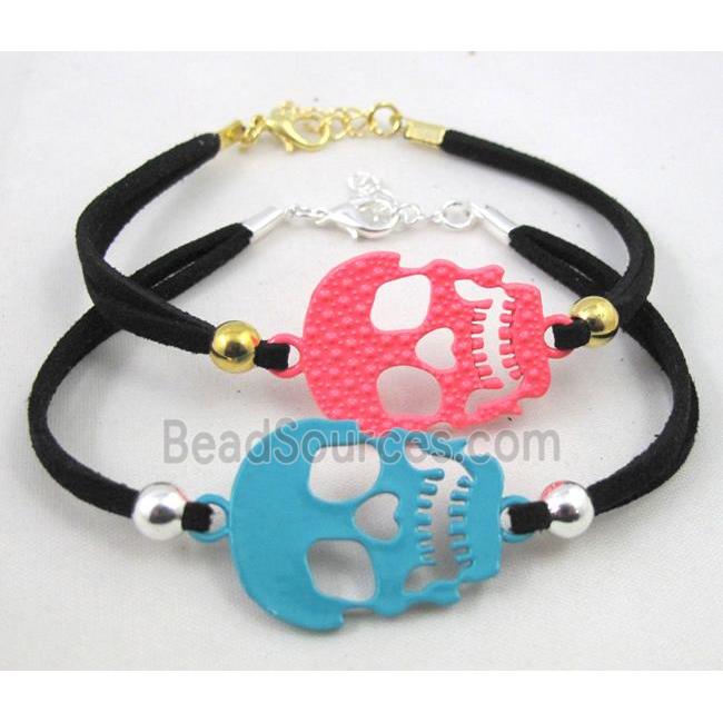 handmade bracelet with suede, enamel alloy bead